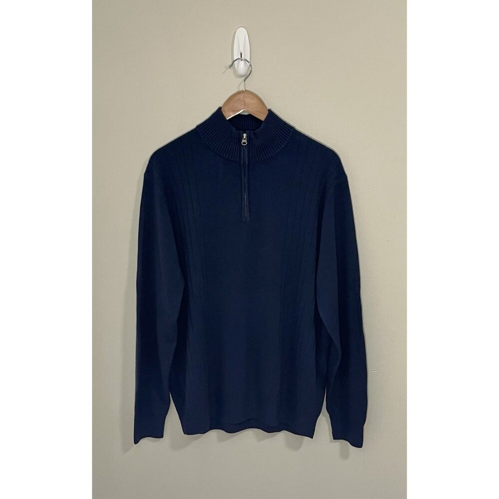 Dockers Men's Pullover Sweater Easy Care 1/4 Zip Navy Sz‎ XL